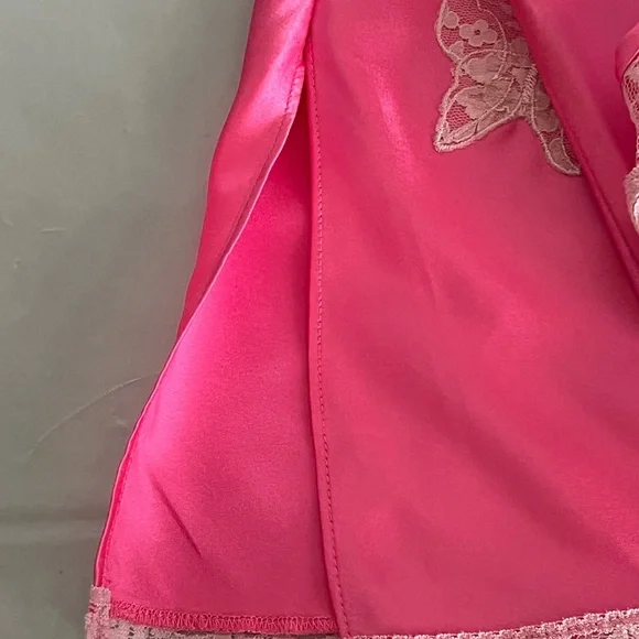 Betsey Johnson Fuchsia Satin Chemise with Lace - Picture 15 of 16